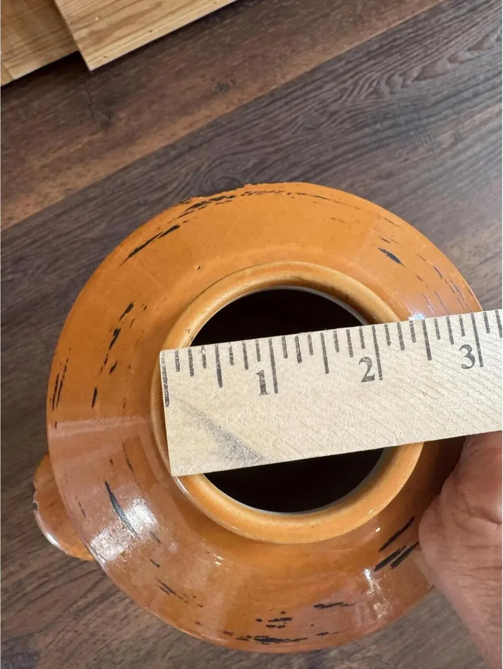 Hobby Lobby | Orange - Brown Distressed Decorative Canister | 1082
